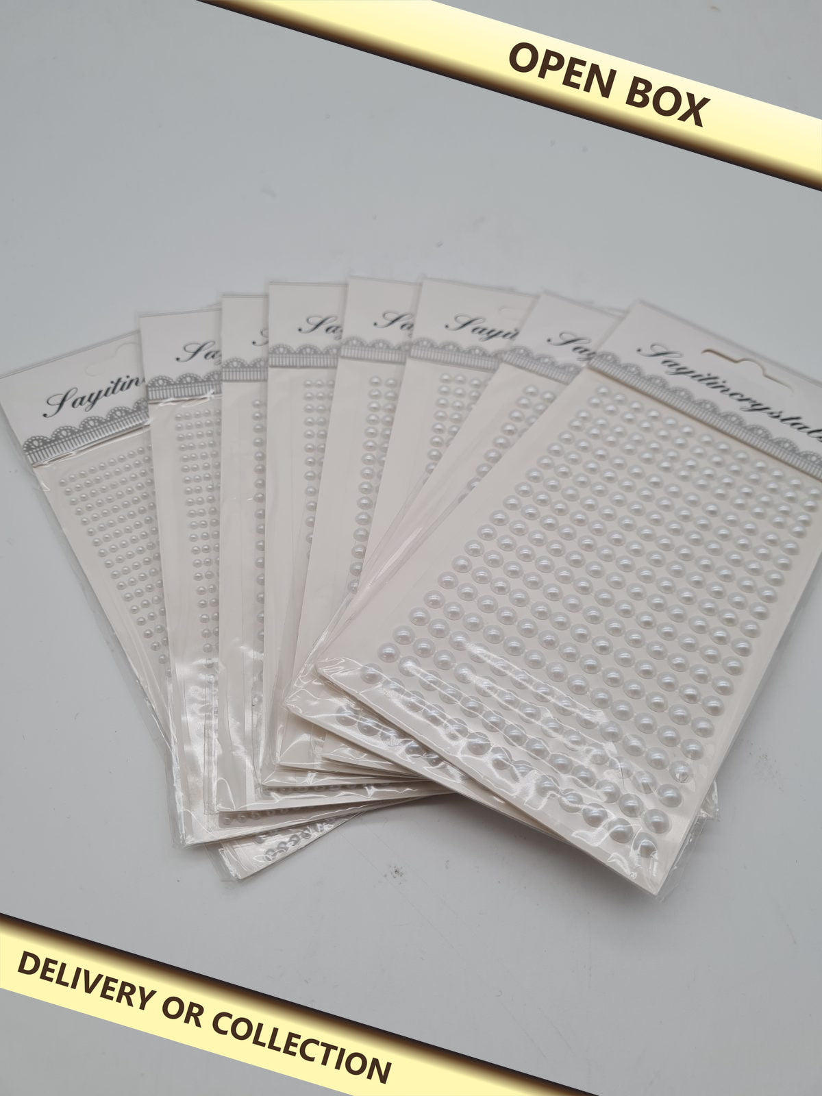 Self-Adhesive Half-Pearl Embellishment Sheets — photograph 1 — Open box; auction delivery information shown on image