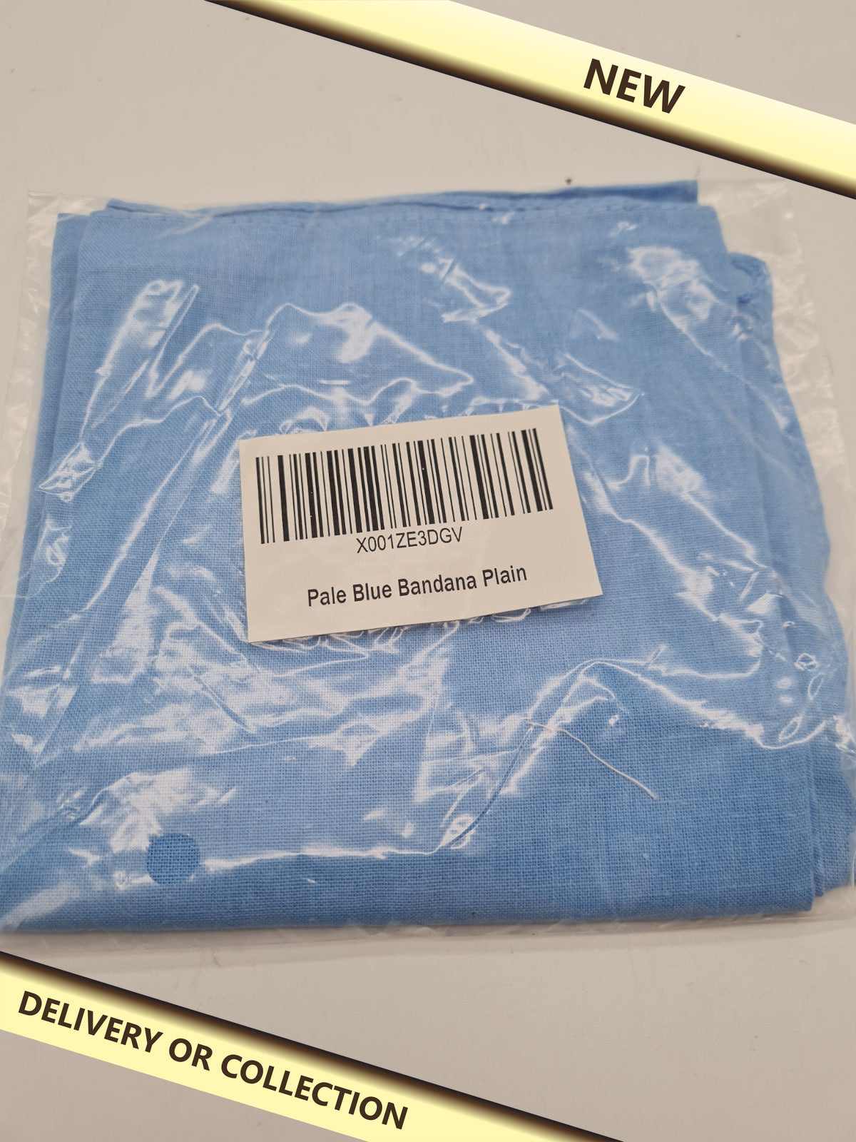 Pale Blue Plain Bandana — photograph 1 — New; auction delivery information shown on image