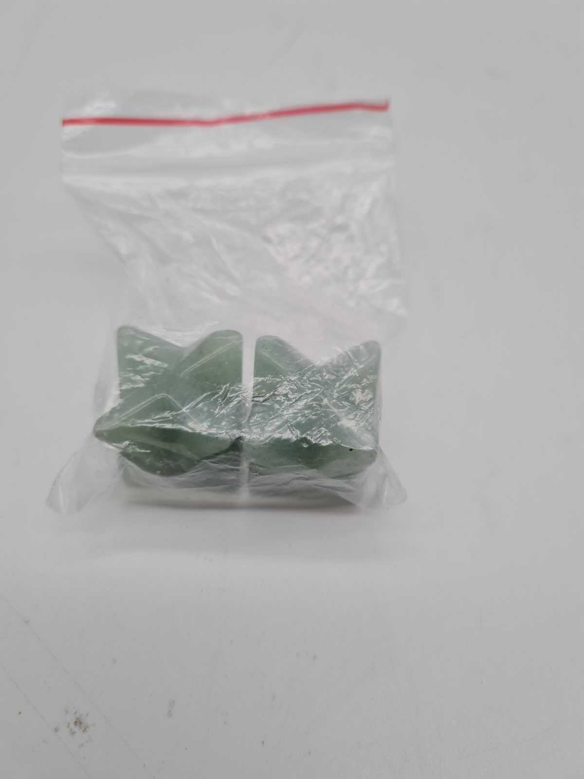 Pair of  green Aventurine Merkaba-Style Star Crystals — photograph 2