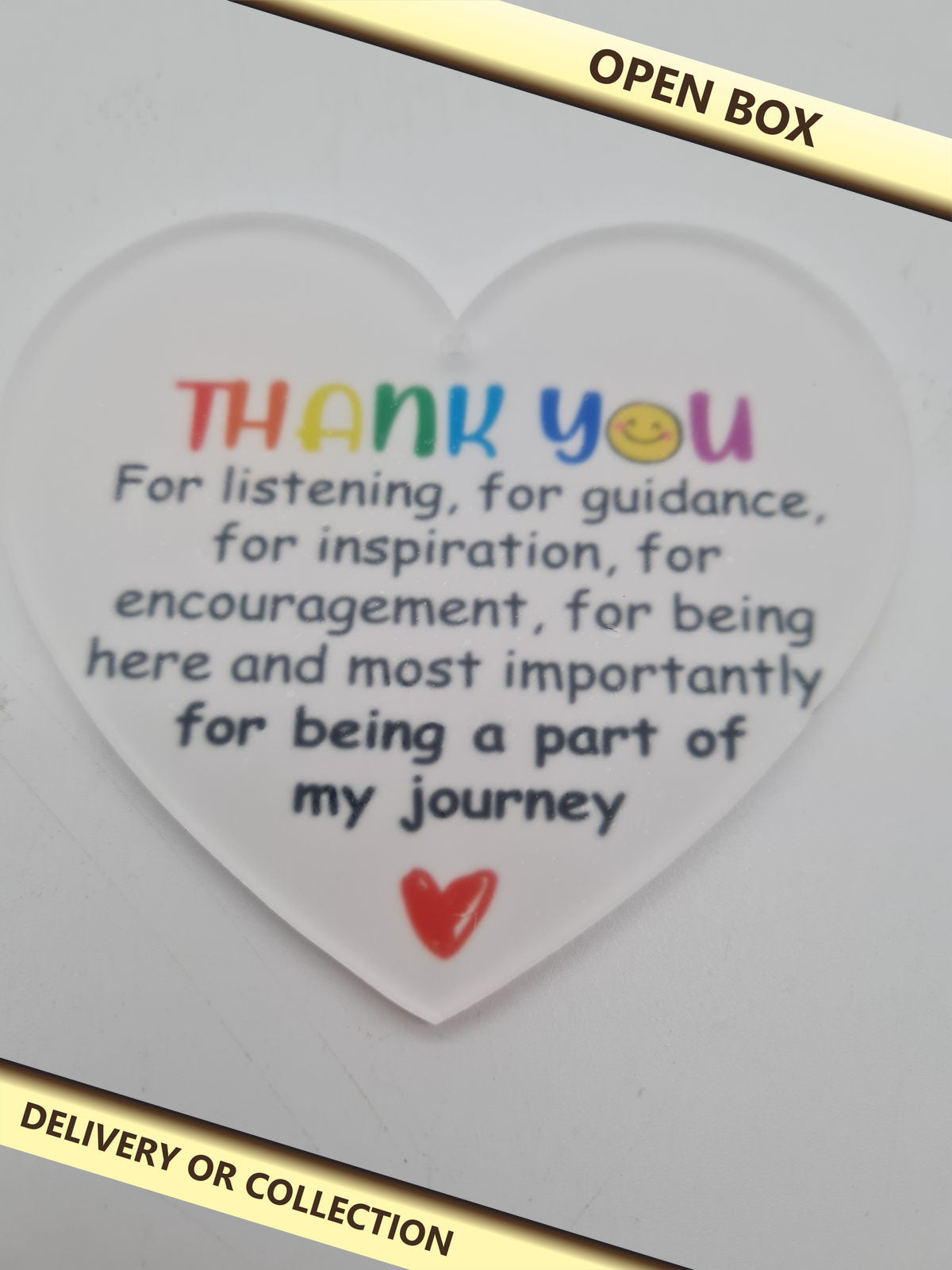 Set of 2 Heart-Shaped Thank You Plaques — photograph 1 — Open box; auction delivery information shown on image