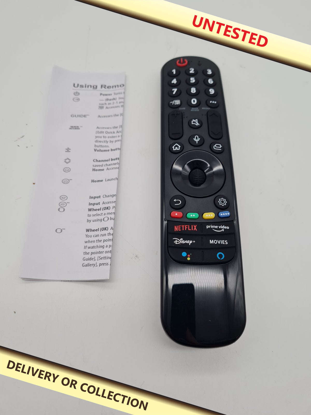 TV Remote Control AN-MR21GA — photograph 1 — Untested; auction delivery information shown on image