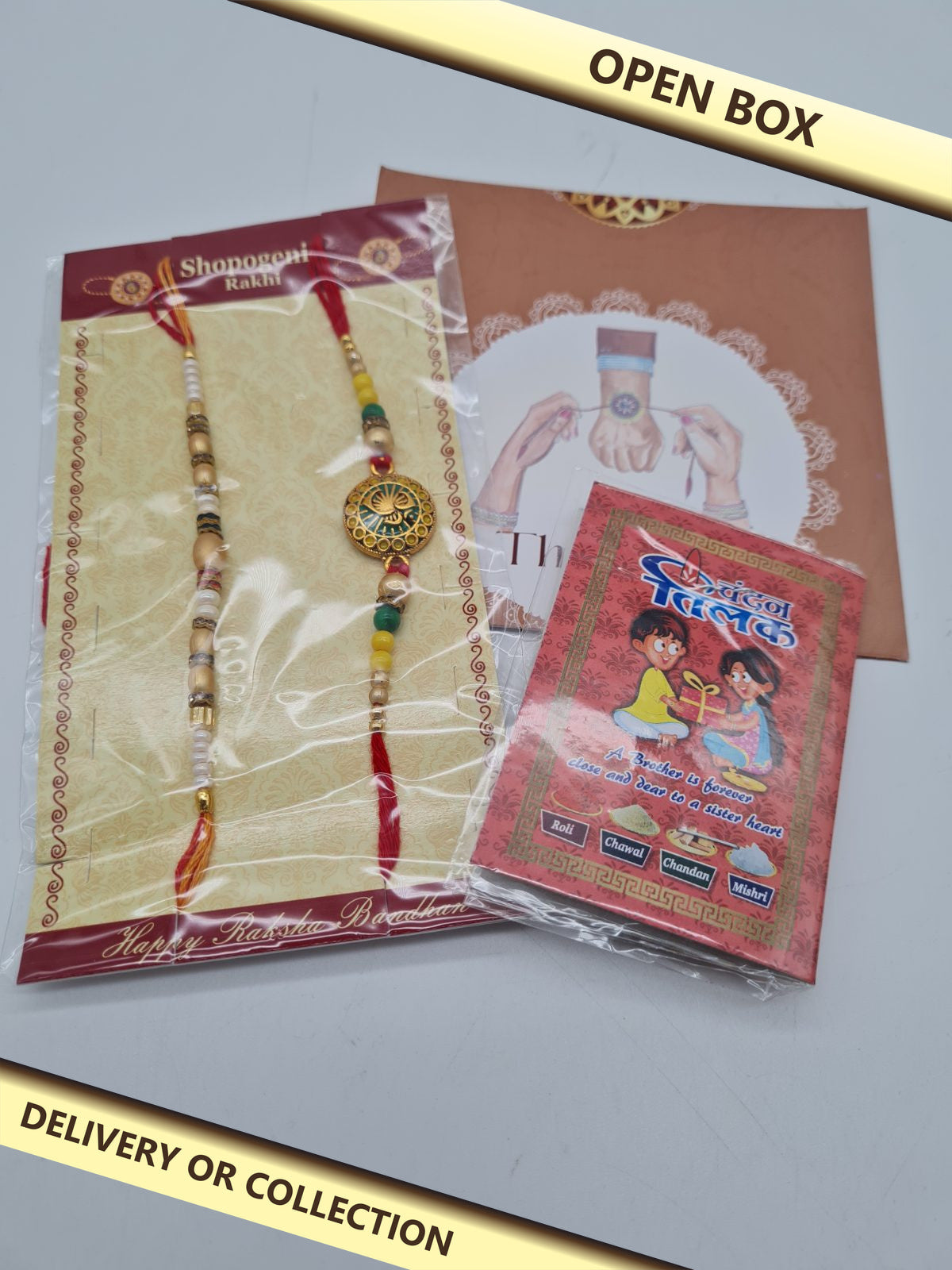 Rakhi Bracelet Gift Set — photograph 1 — Open box; auction delivery information shown on image
