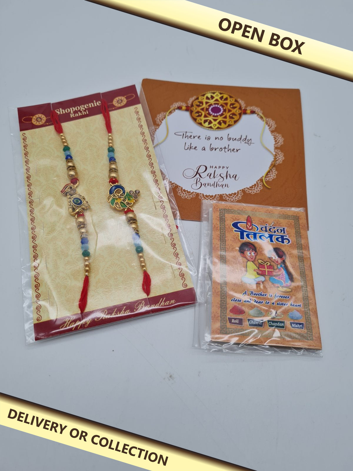 Rakhi Bracelet Gift Set — photograph 1 — Open box; auction delivery information shown on image
