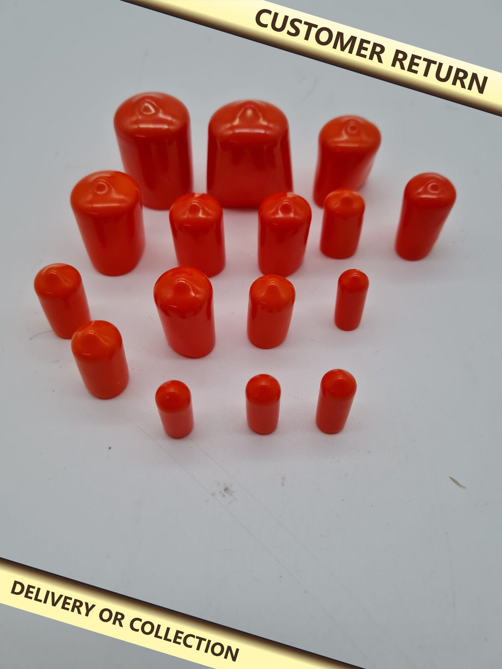 16 Assorted Push-On Protective End Caps — photograph 1 — Customer return; auction delivery information shown on image