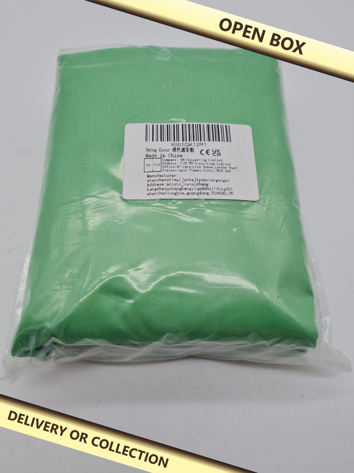 Garden Swing Cover — photograph 1 — Open box; auction delivery information shown on image