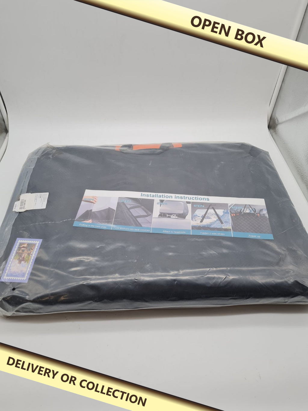 Dog Car Back Seat Hammock and Extender — photograph 1 — Open box; auction delivery information shown on image