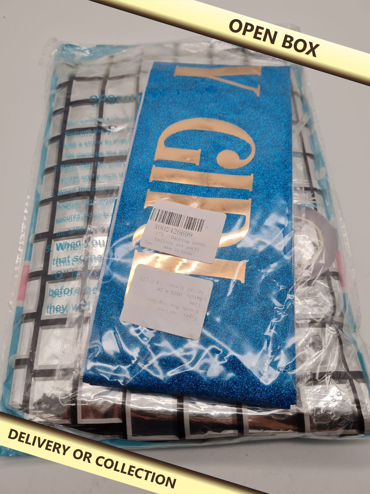Dancing Queen Birthday Balloon and Party Decoration Set — photograph 1 — Open box; auction delivery information shown on image