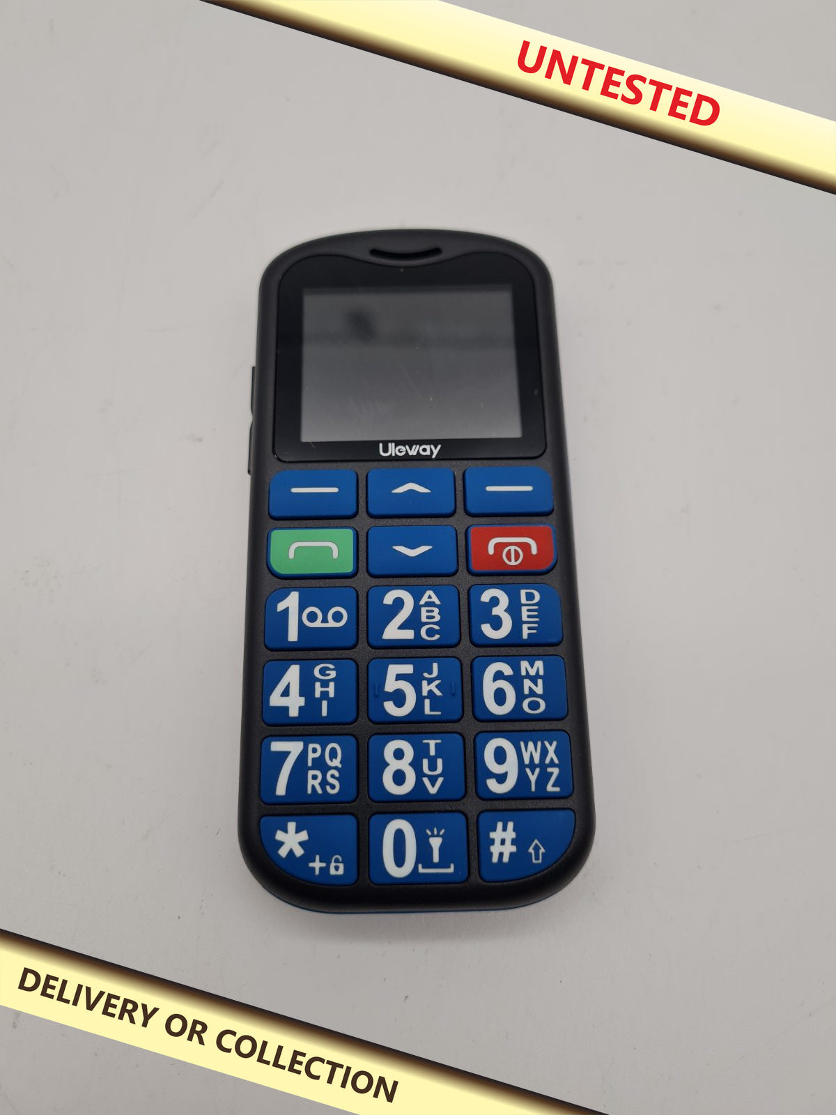 Large-Button Mobile Phone Uleway G180 — photograph 1 — Untested; auction delivery information shown on image