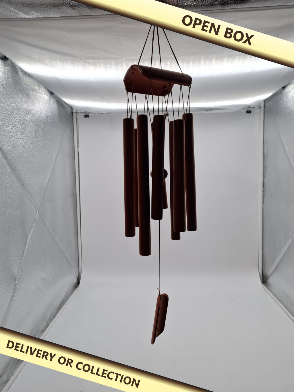 Bamboo Wind Chime — photograph 1 — Open box; auction delivery information shown on image