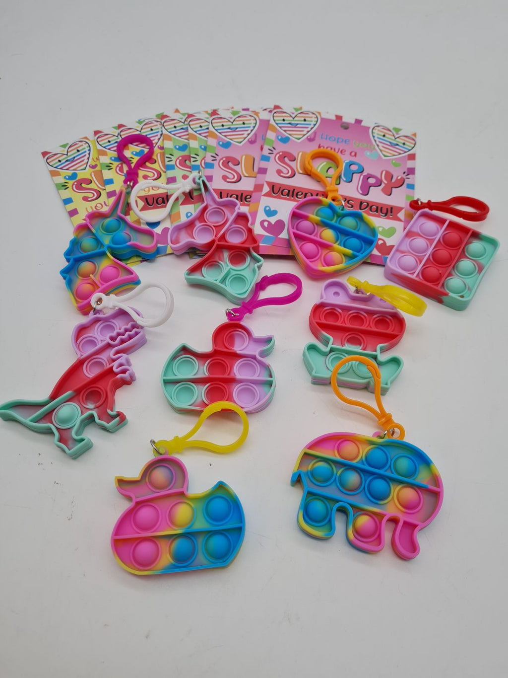 Assorted Mini Bubble Pop Fidget Keyring Set — photograph 1