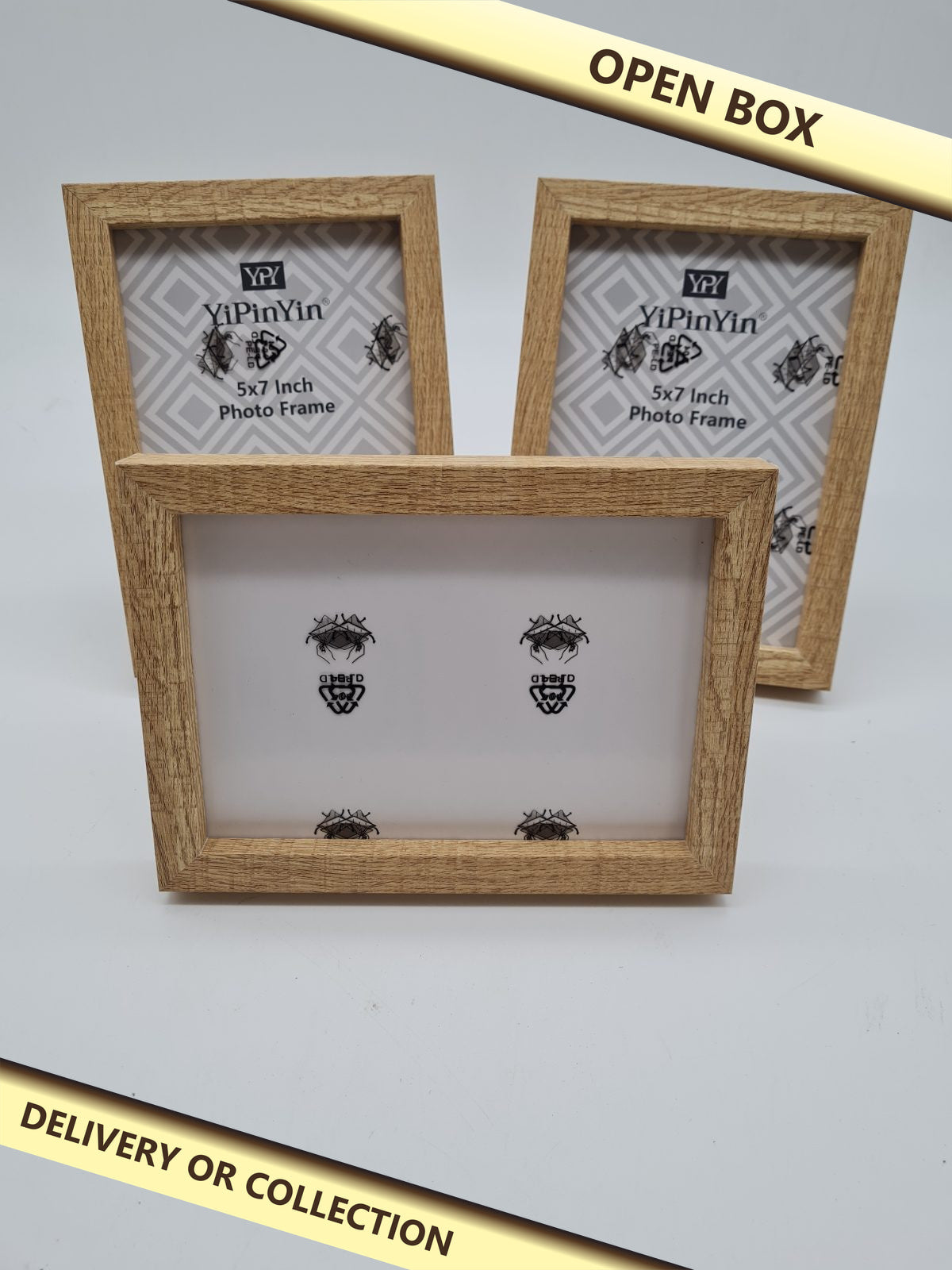 YiPinYin 5 x 7 Inch Photo Frames - Set of 3 — photograph 1 — Open box; auction delivery information shown on image