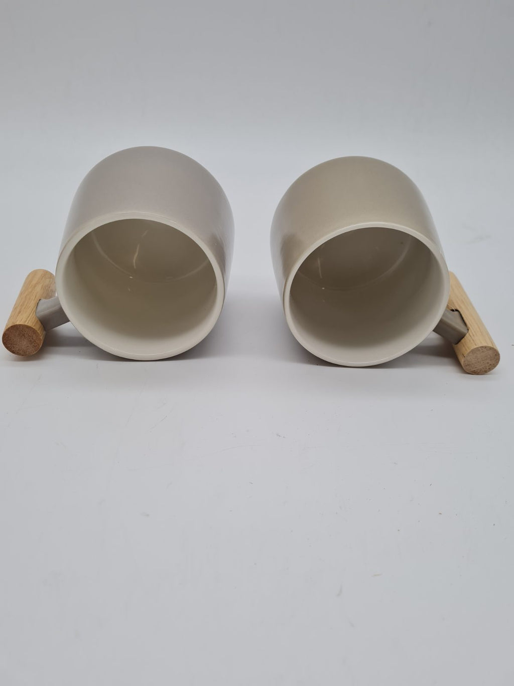 Pair of Ceramic Mugs with Wooden Handles — photograph 2