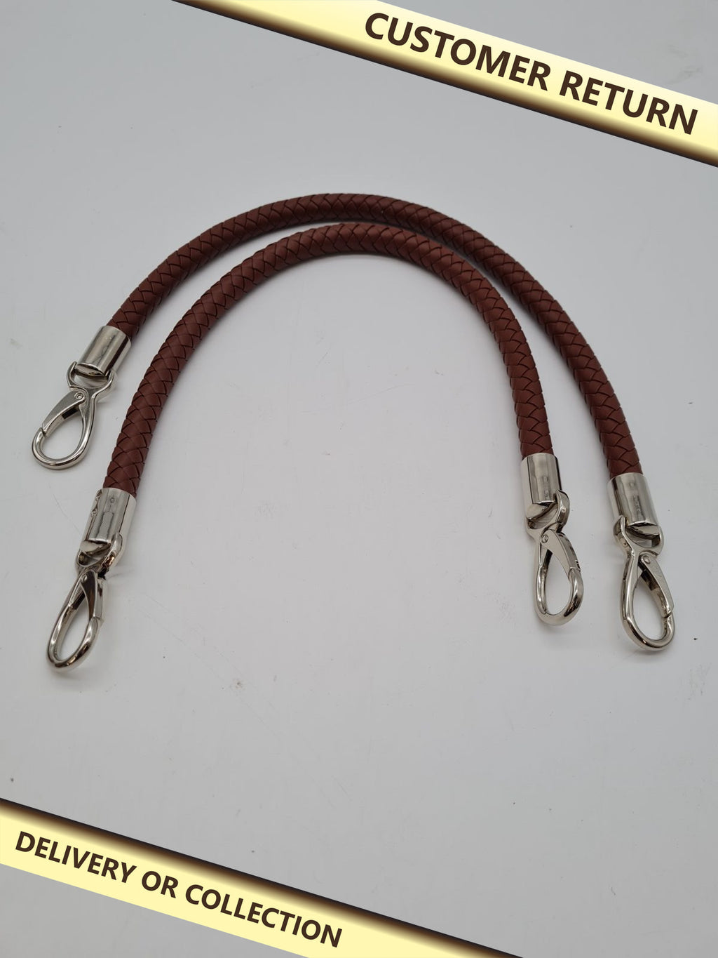 Pair of replacement handbag handles with lobster clasps — photograph 1 — Customer return; auction delivery information shown on image