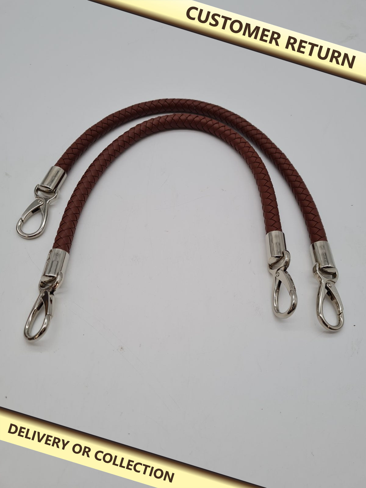 Pair of replacement handbag handles with lobster clasps — photograph 1 — Customer return; auction delivery information shown on image
