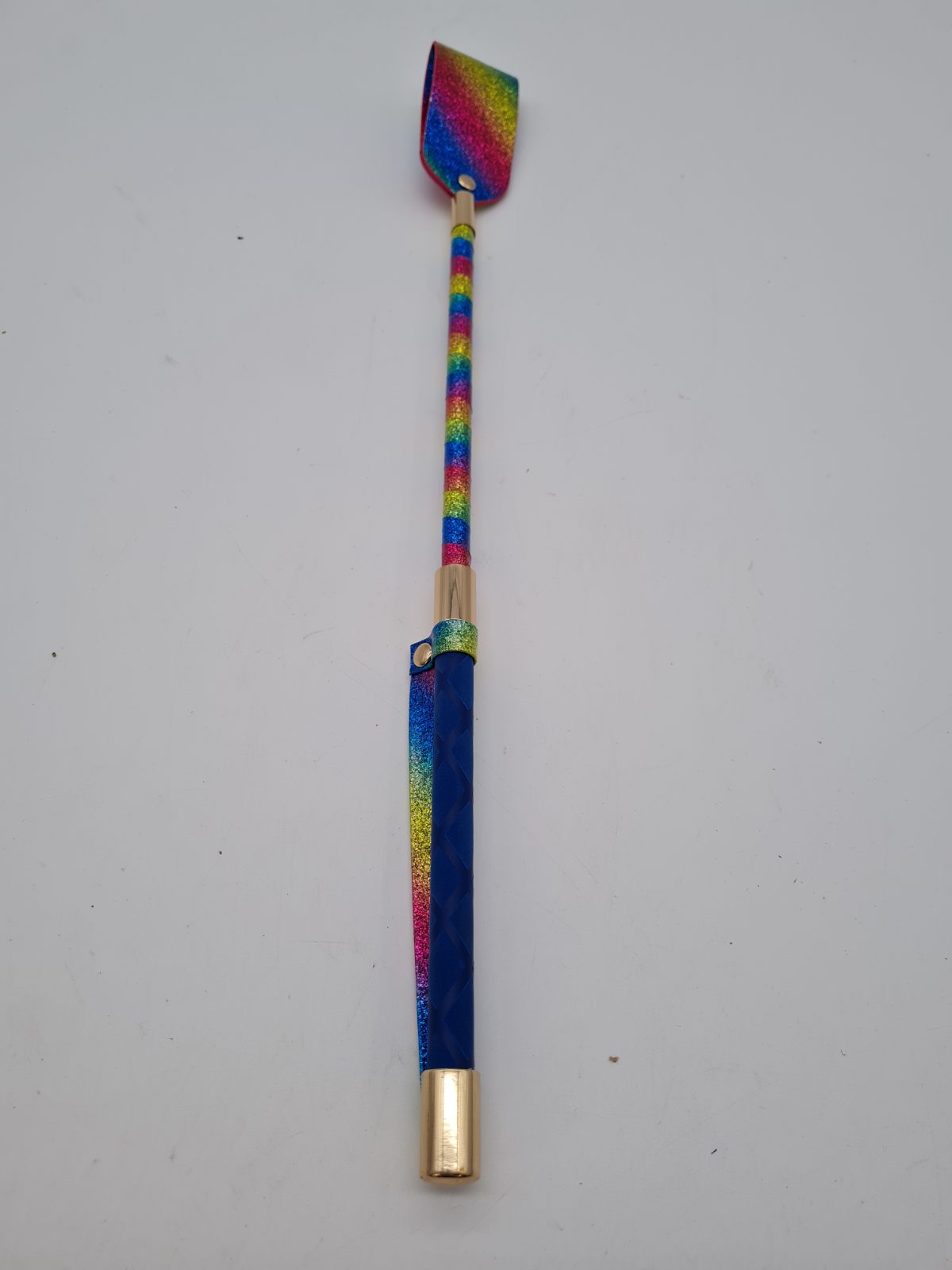 Rainbow Glitter Paddle Riding Crop — photograph 2