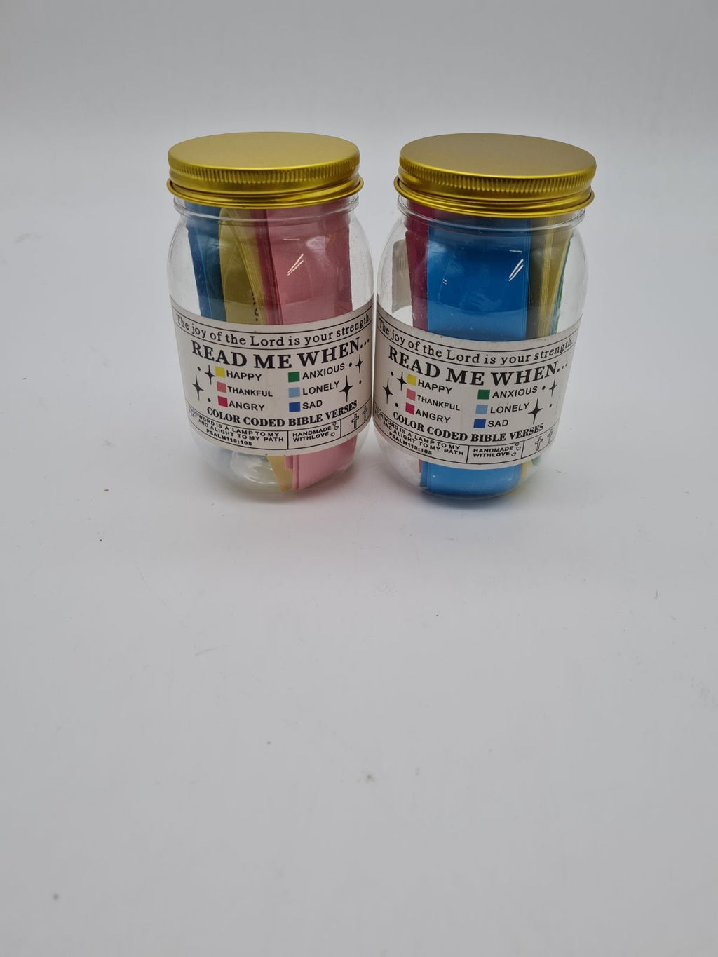 Set of 2 “Read Me When...” Colour-Coded Bible Verse Card Jars — photograph 1