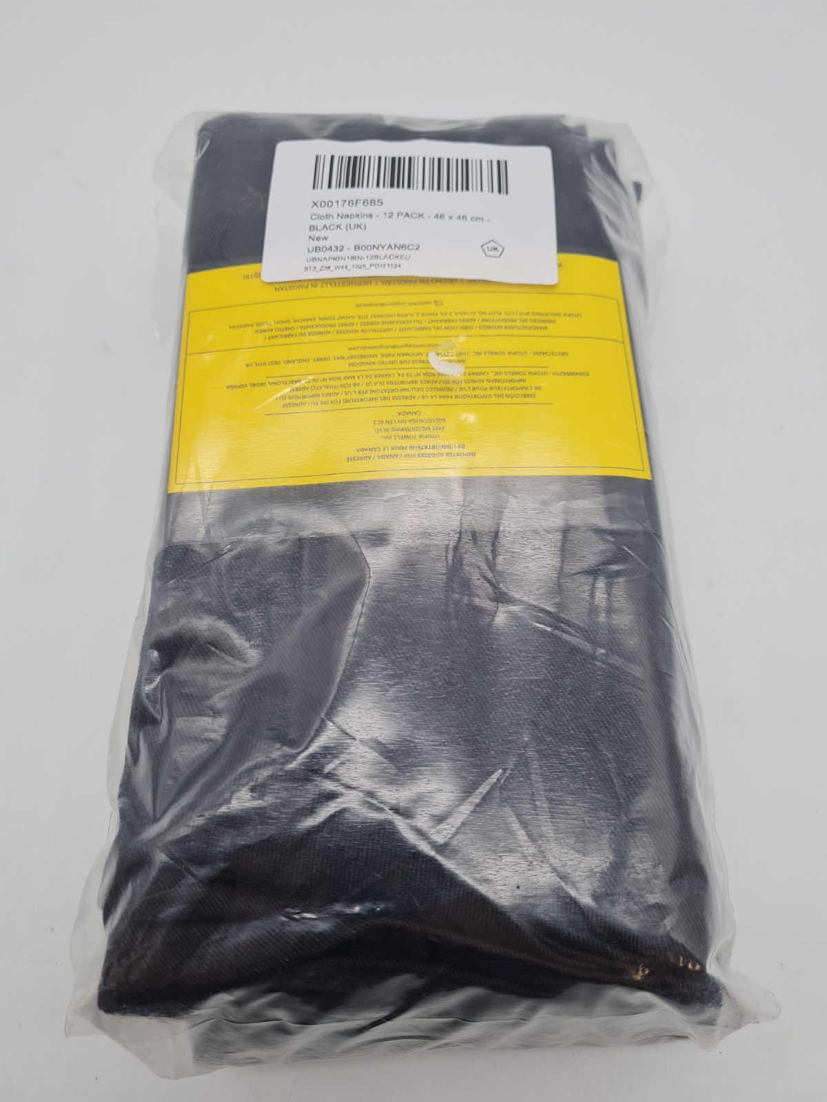 Cloth Napkins 12 Pack UBNAPKIN18IN-12BLACKEU — photograph 1