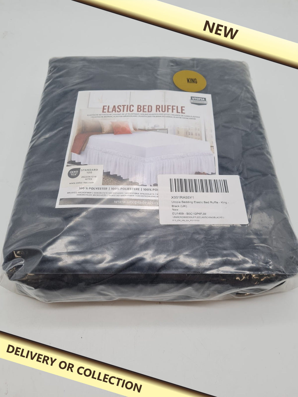 King Size Elastic Bed Ruffle / Valance — photograph 1 — New; auction delivery information shown on image