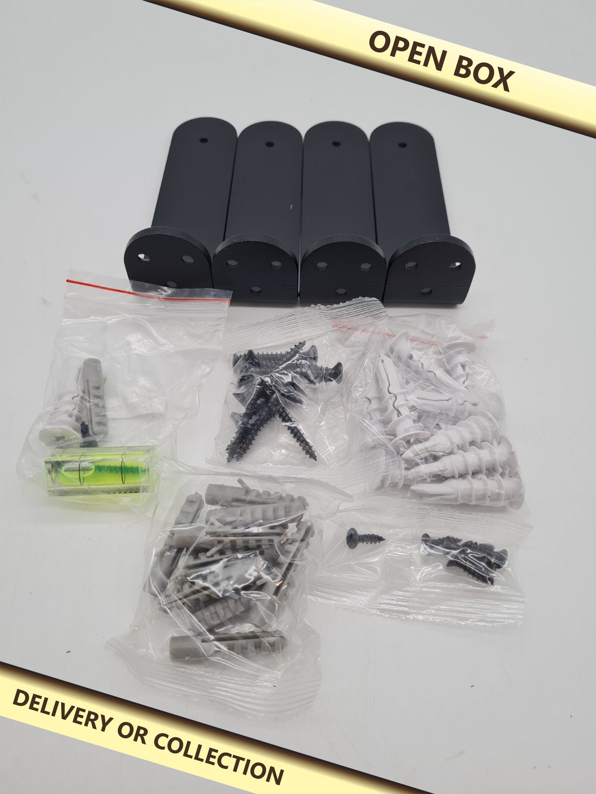 Floating shelf bracket set WD-YKS86-4B — photograph 1 — Open box; auction delivery information shown on image