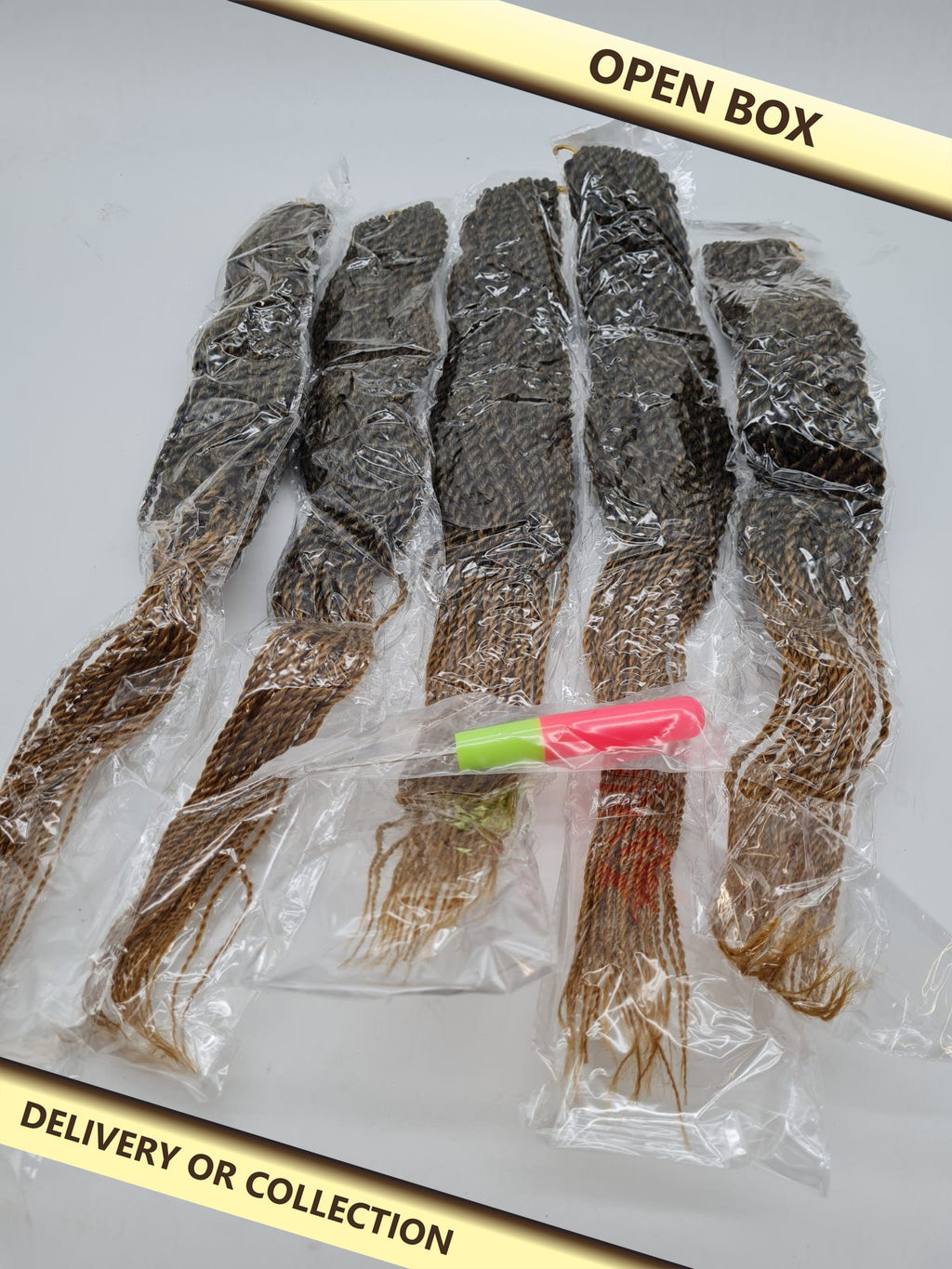 Pre-Looped Crochet Braid Hair Extension Set — photograph 1 — Open box; auction delivery information shown on image