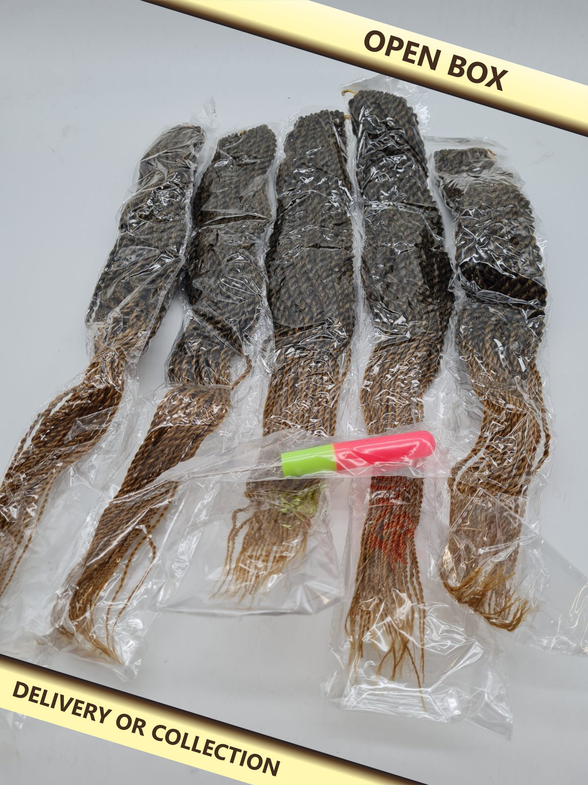 Pre-Looped Crochet Braid Hair Extension Set — photograph 1 — Open box; auction delivery information shown on image