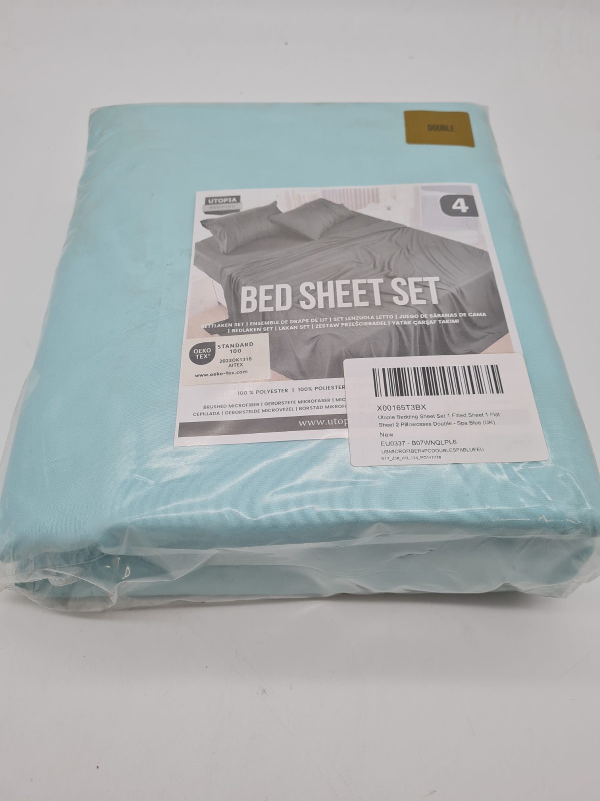 Double 4-Piece Bed Sheet Set in blue — photograph 1
