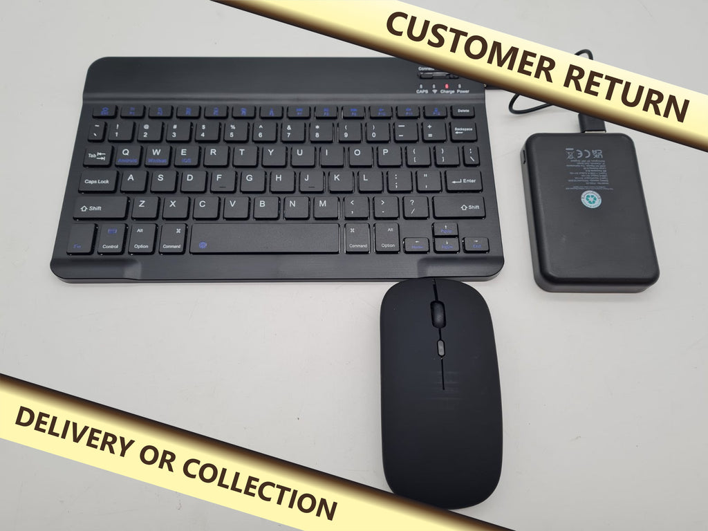 Bluetooth Keyboard and Mouse Kit â€” photograph 1 — Customer return; auction delivery information shown on image