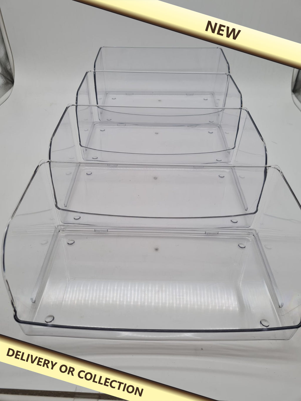 Stackable Plastic Food Storage Organisers - 4 Piece Set — photograph 1 — New; auction delivery information shown on image