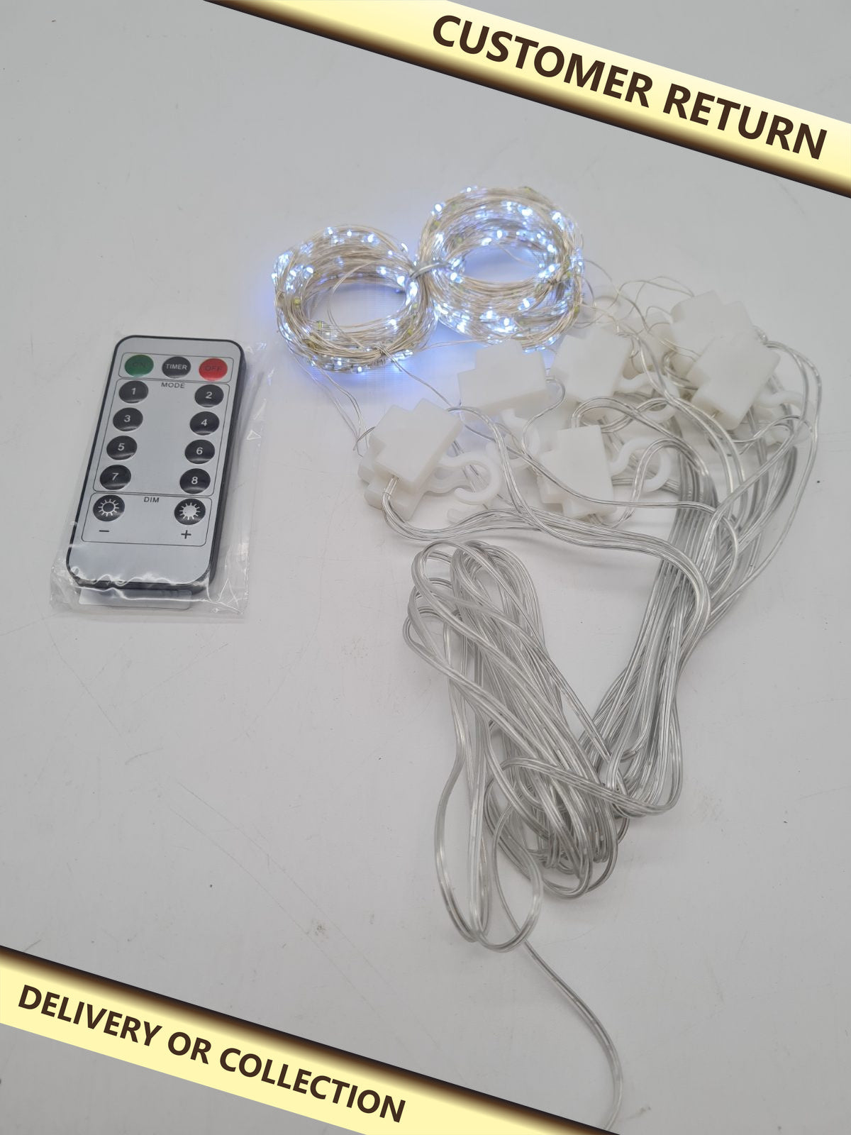 USB LED Curtain String Lights FS-D005 â€” photograph 1 — Customer return; auction delivery information shown on image