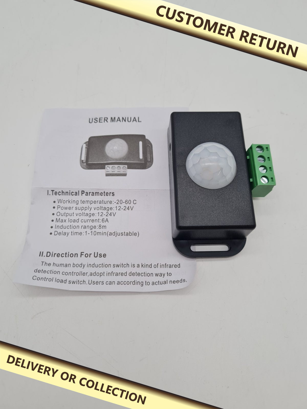Infrared Motion Sensor Switch PIR-8 2pack â€” photograph 1 — Customer return; auction delivery information shown on image