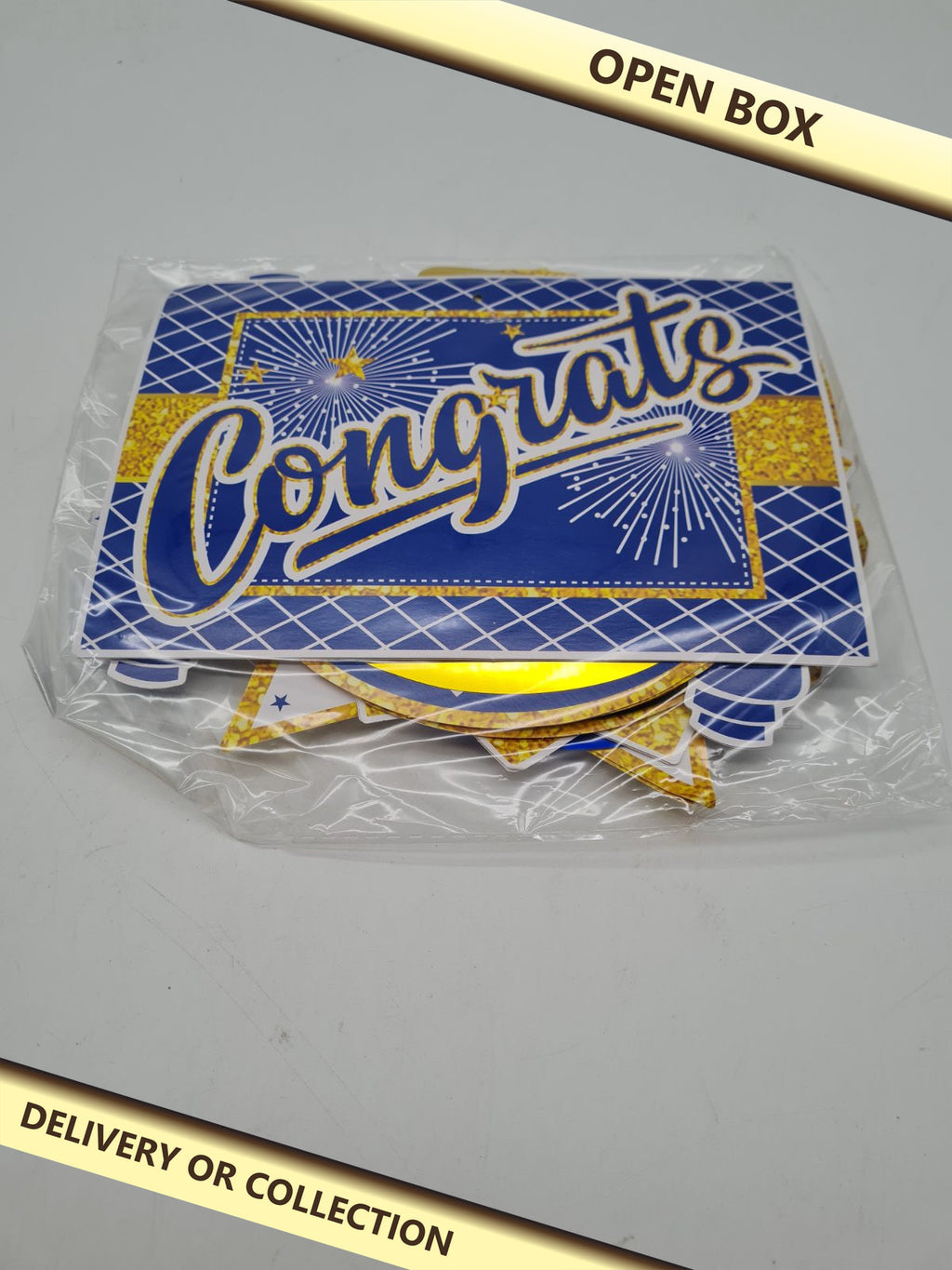 Graduation Hanging Swirl Decoration Set — photograph 1 — Open box; auction delivery information shown on image