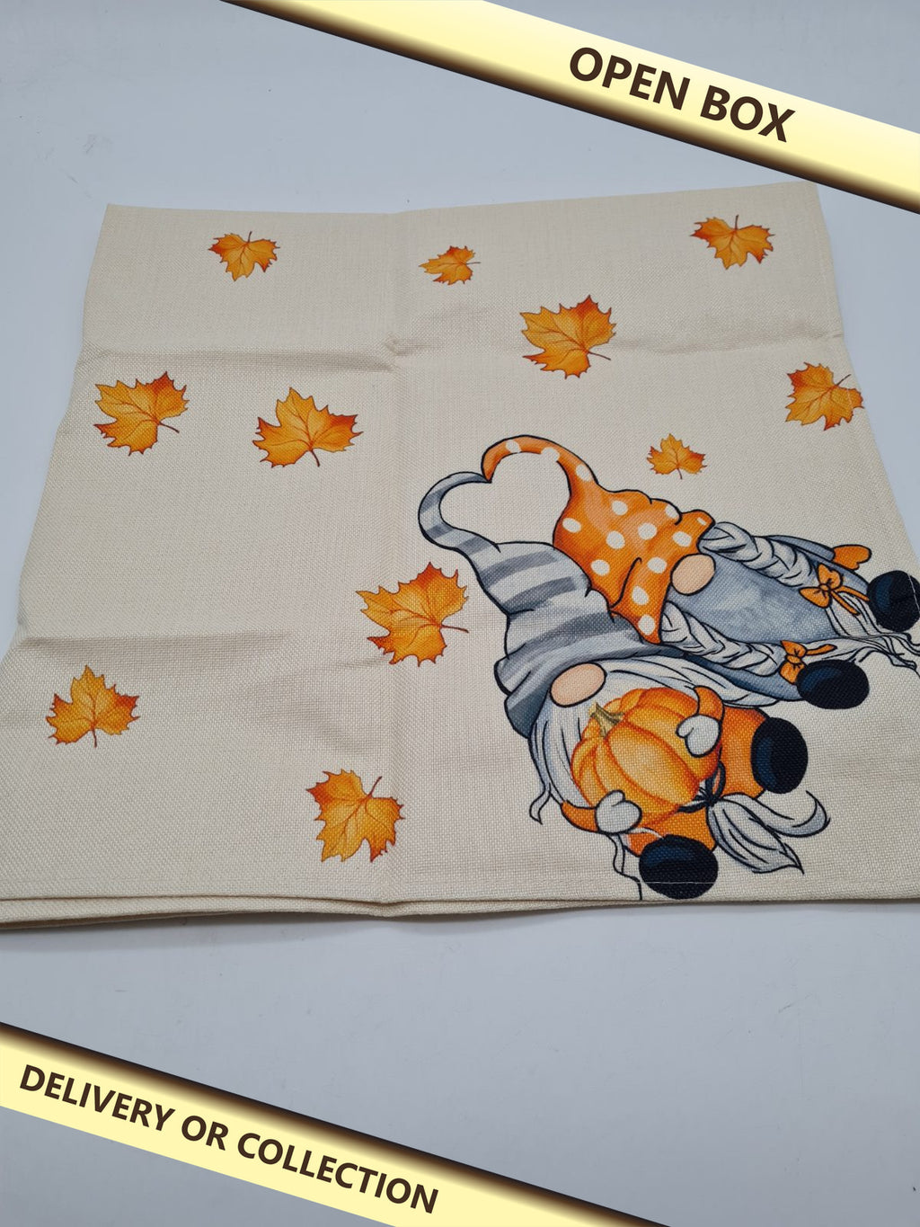 Decorative small table cover — photograph 1 — Open box; auction delivery information shown on image