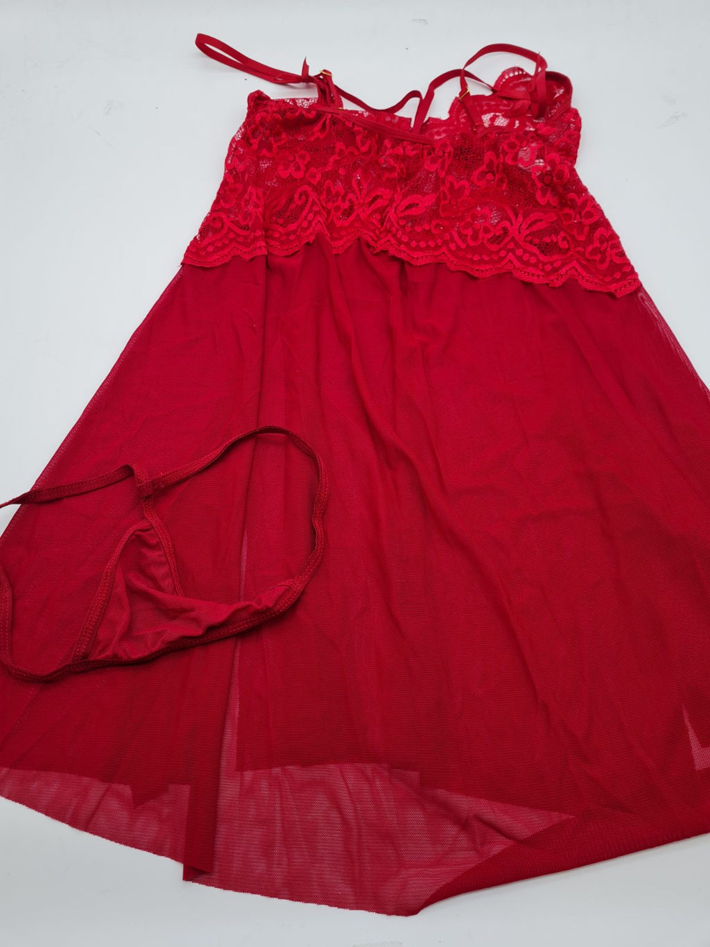 Lace babydoll lingerie set with thong size S — photograph 2