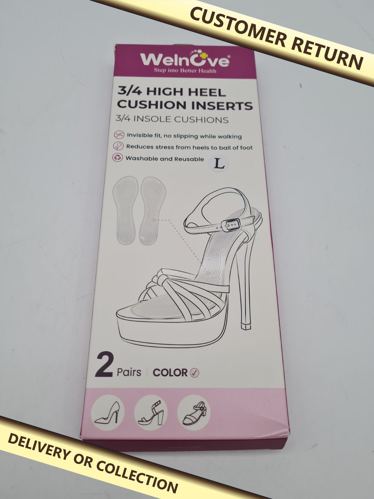3/4 High Heel Cushion Inserts H302, Size L — photograph 1 — Customer return; auction delivery information shown on image