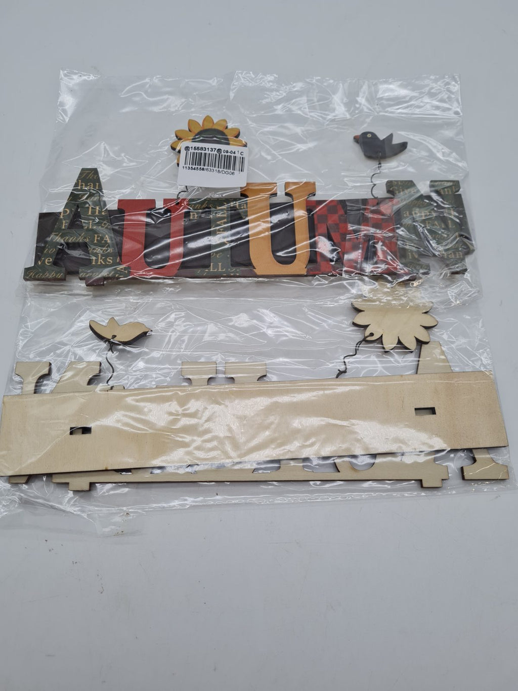 Set of 2 Wooden 'AUTUMN' Hanging Signs â€” photograph 2