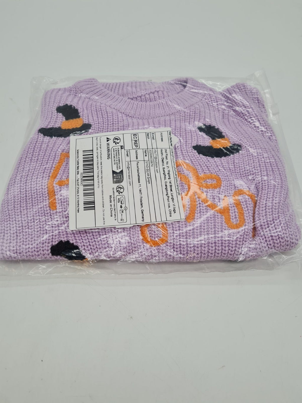 Children's Halloween Pumpkin Witch Hat Knitted Jumper 9-12 months â€” photograph 3