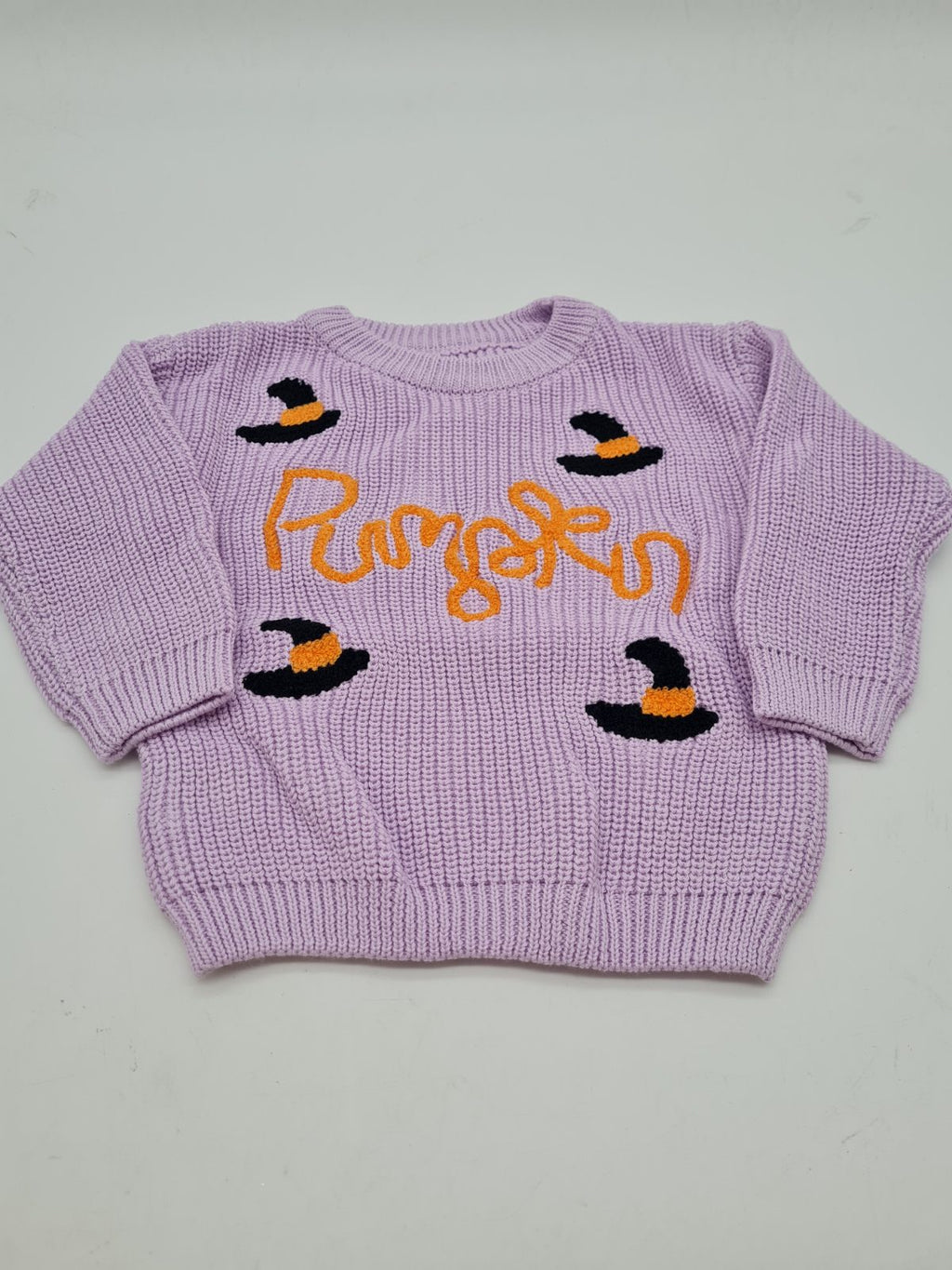 Children's Halloween Pumpkin Witch Hat Knitted Jumper 9-12 months â€” photograph 1