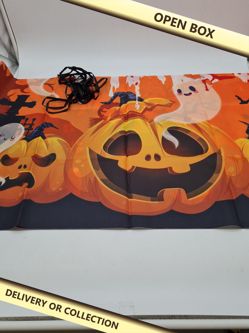 Halloween Hanging Banner — photograph 1 — Open box; auction delivery information shown on image