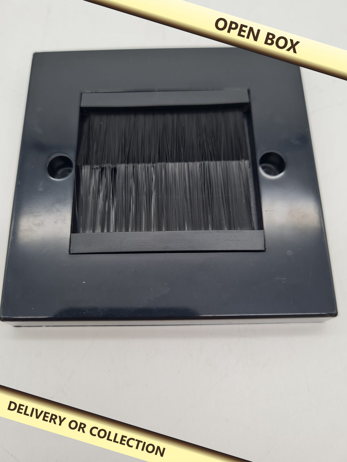 Wall Cable Management Brush Plates - Set of 4 — photograph 1 — Open box; auction delivery information shown on image