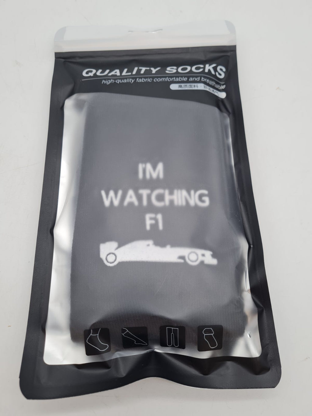 I'm Watching F1 Novelty Socks â€” photograph 1