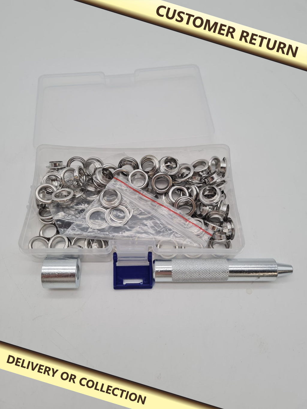10mm Eyelet and Grommet Punch Kit — photograph 1 — Customer return; auction delivery information shown on image