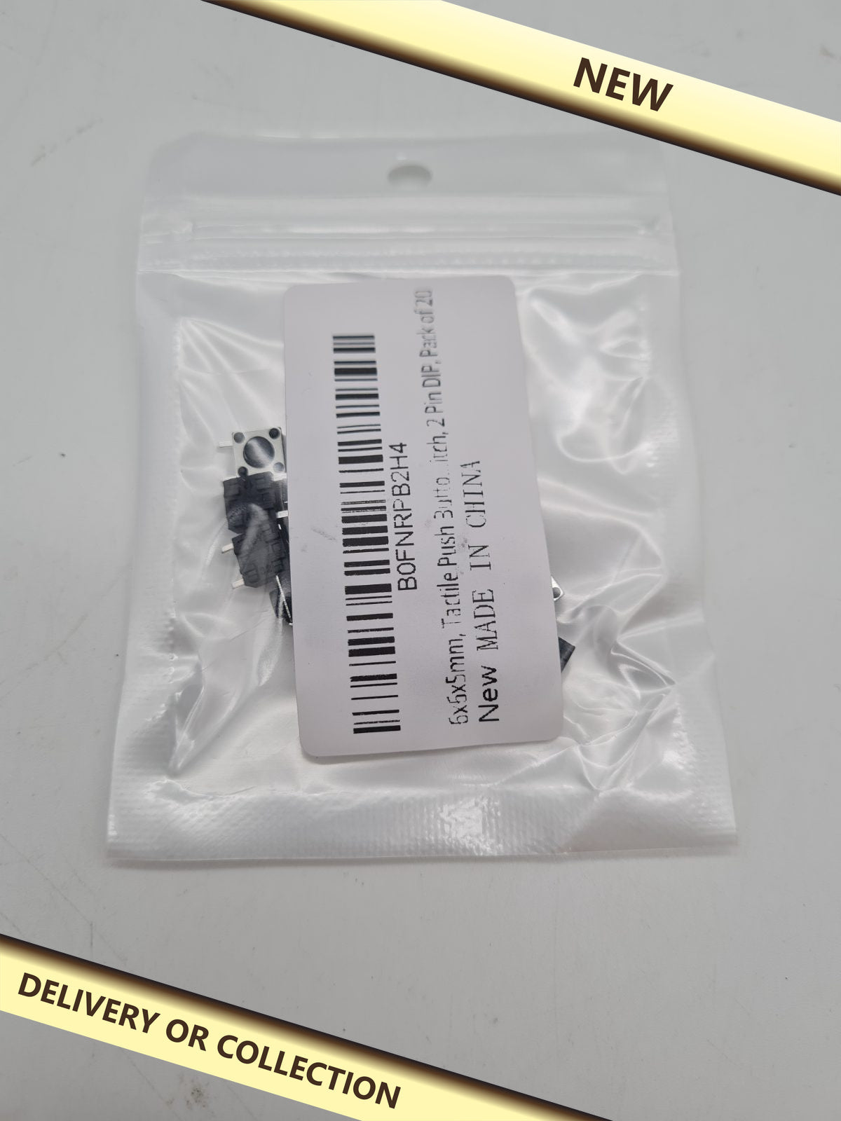 6 x 6 x 5 mm 2-Pin DIP Tactile Push-Button Switches 10packs — photograph 1 — New; auction delivery information shown on image