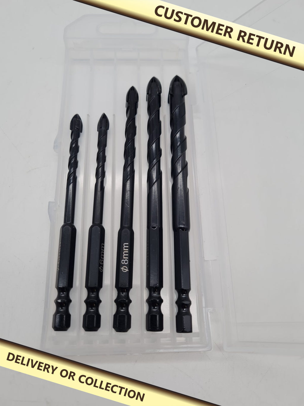 5-Piece Tile and Glass Drill Bit Set — photograph 1 — Customer return; auction delivery information shown on image