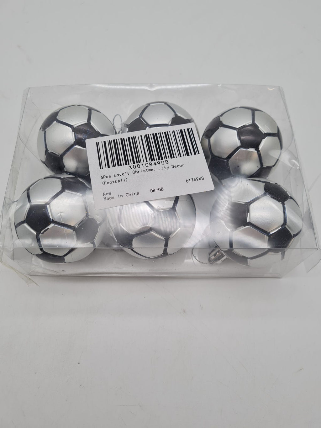 Set of 6 Football Christmas Tree Baubles — photograph 3