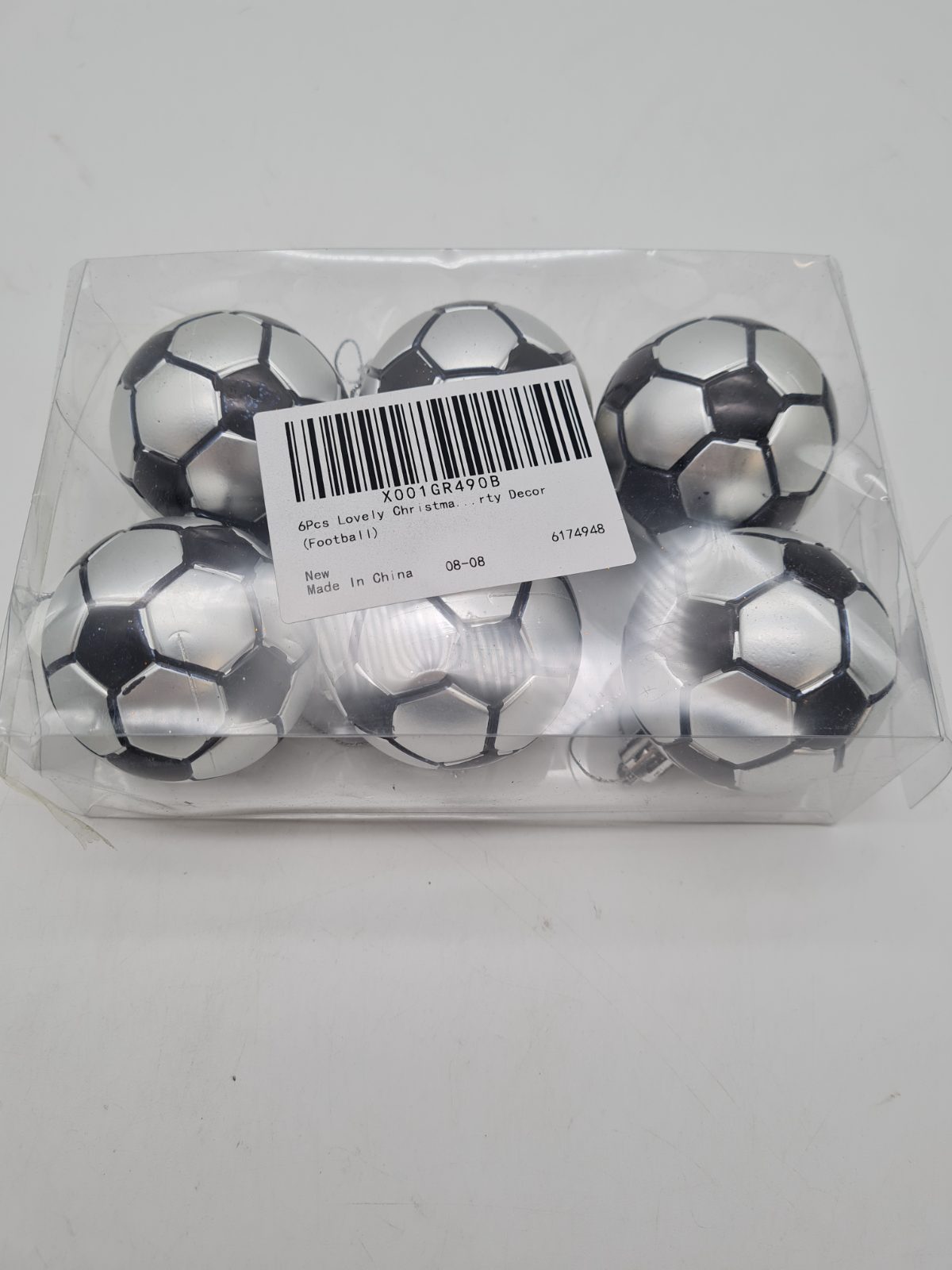 Set of 6 Football Christmas Tree Baubles — photograph 3