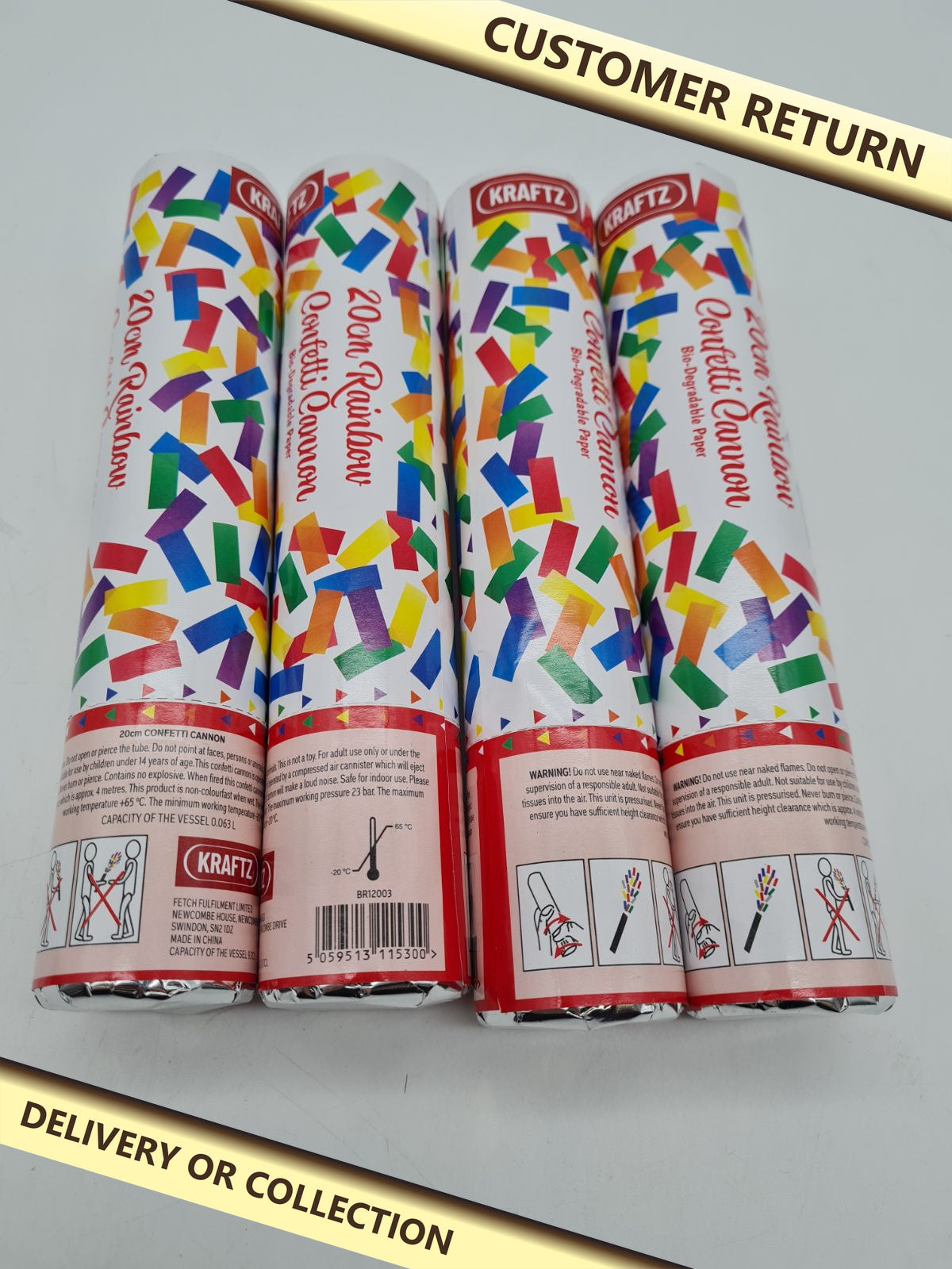 Set of 4 Confetti Cannons BR12003 â€” photograph 1 — Customer return; auction delivery information shown on image