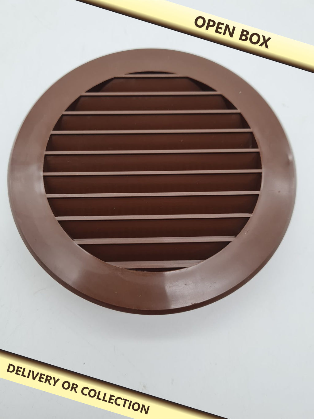 Round Plastic Air Vent Grille VR100B_ST — photograph 1 — Open box; auction delivery information shown on image