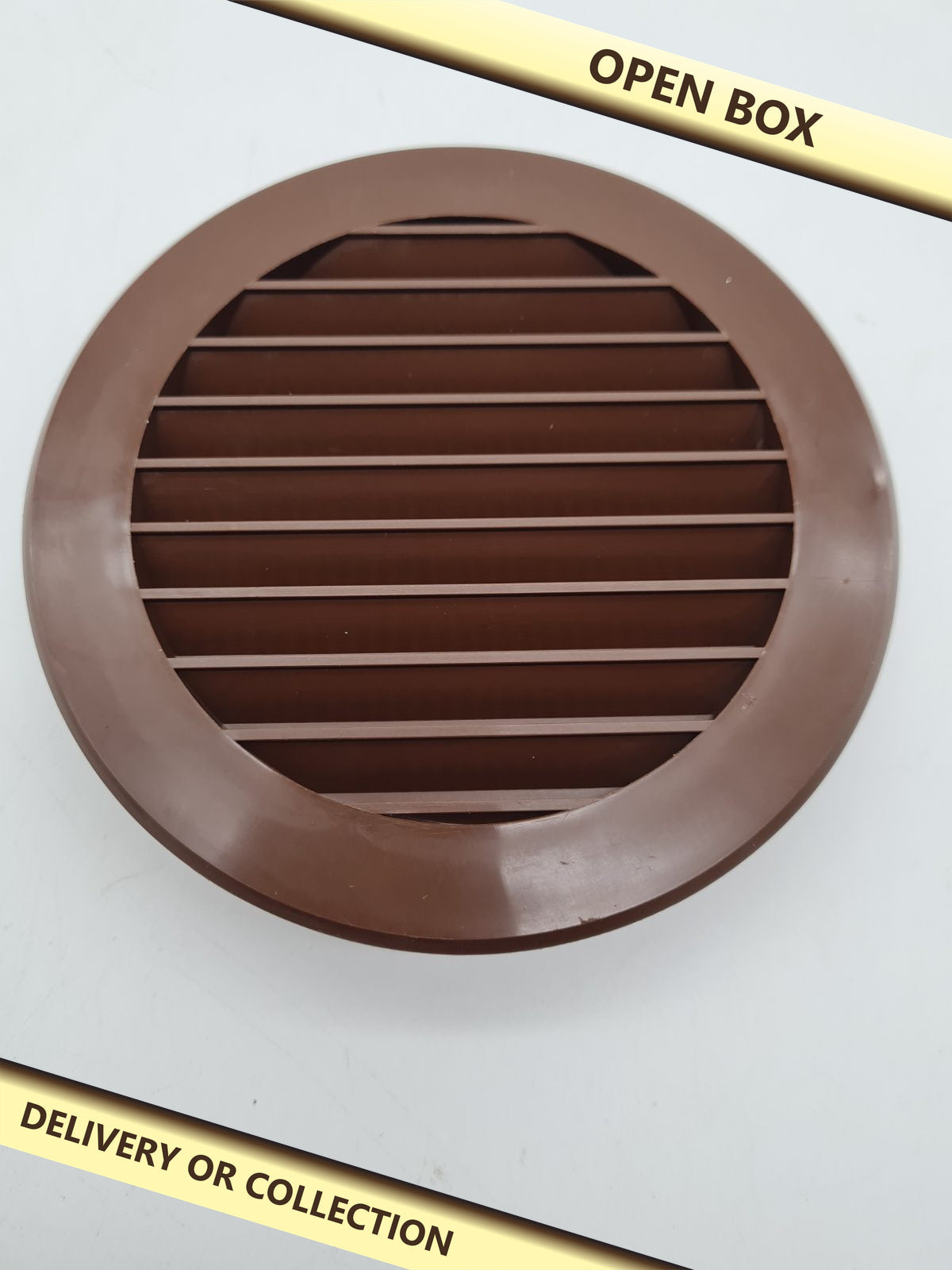 Round Plastic Air Vent Grille VR100B_ST — photograph 1 — Open box; auction delivery information shown on image