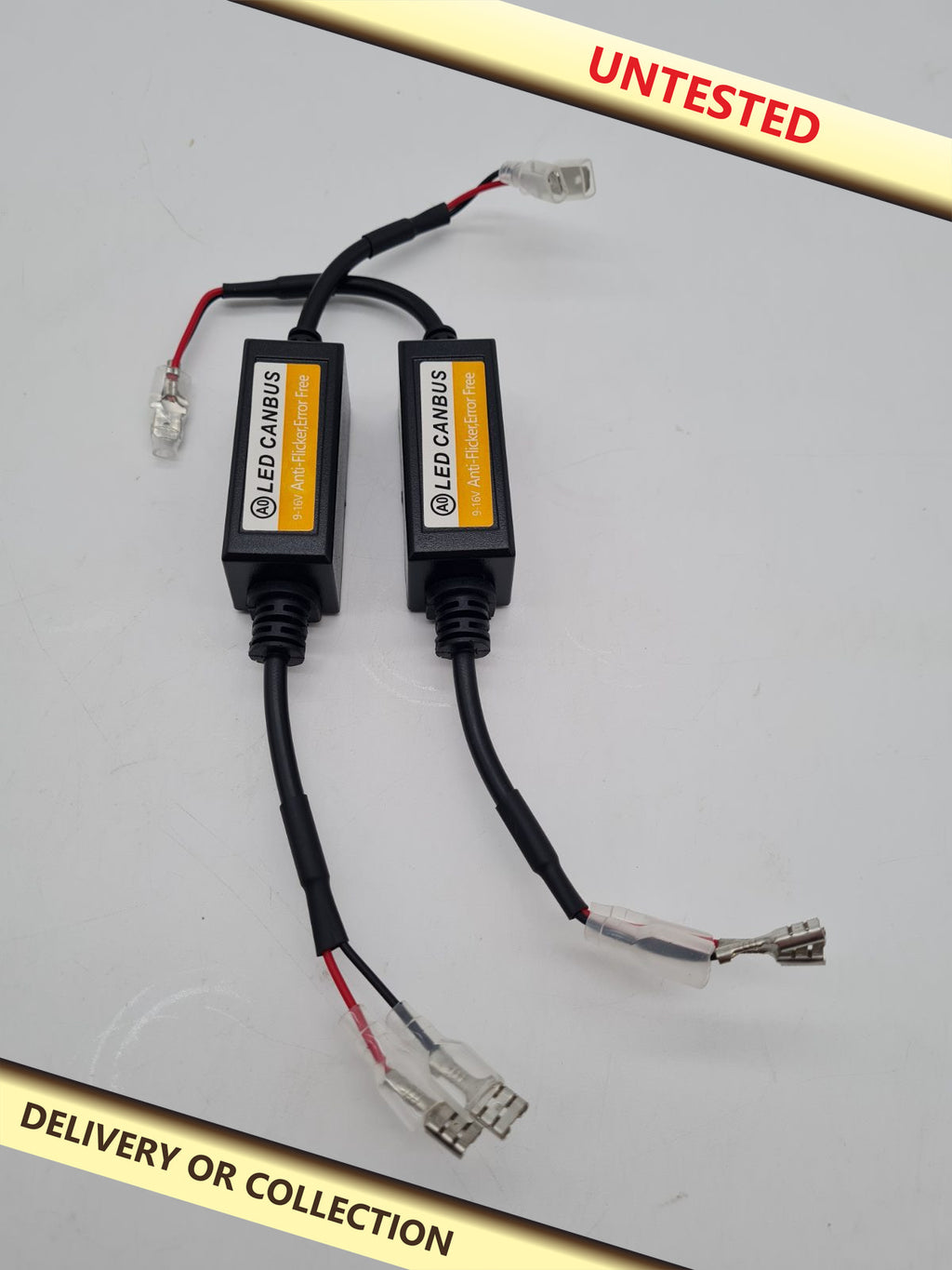 Pair of 9-16V LED CANBUS Anti-Flicker Adapters â€” photograph 1 — Untested; auction delivery information shown on image