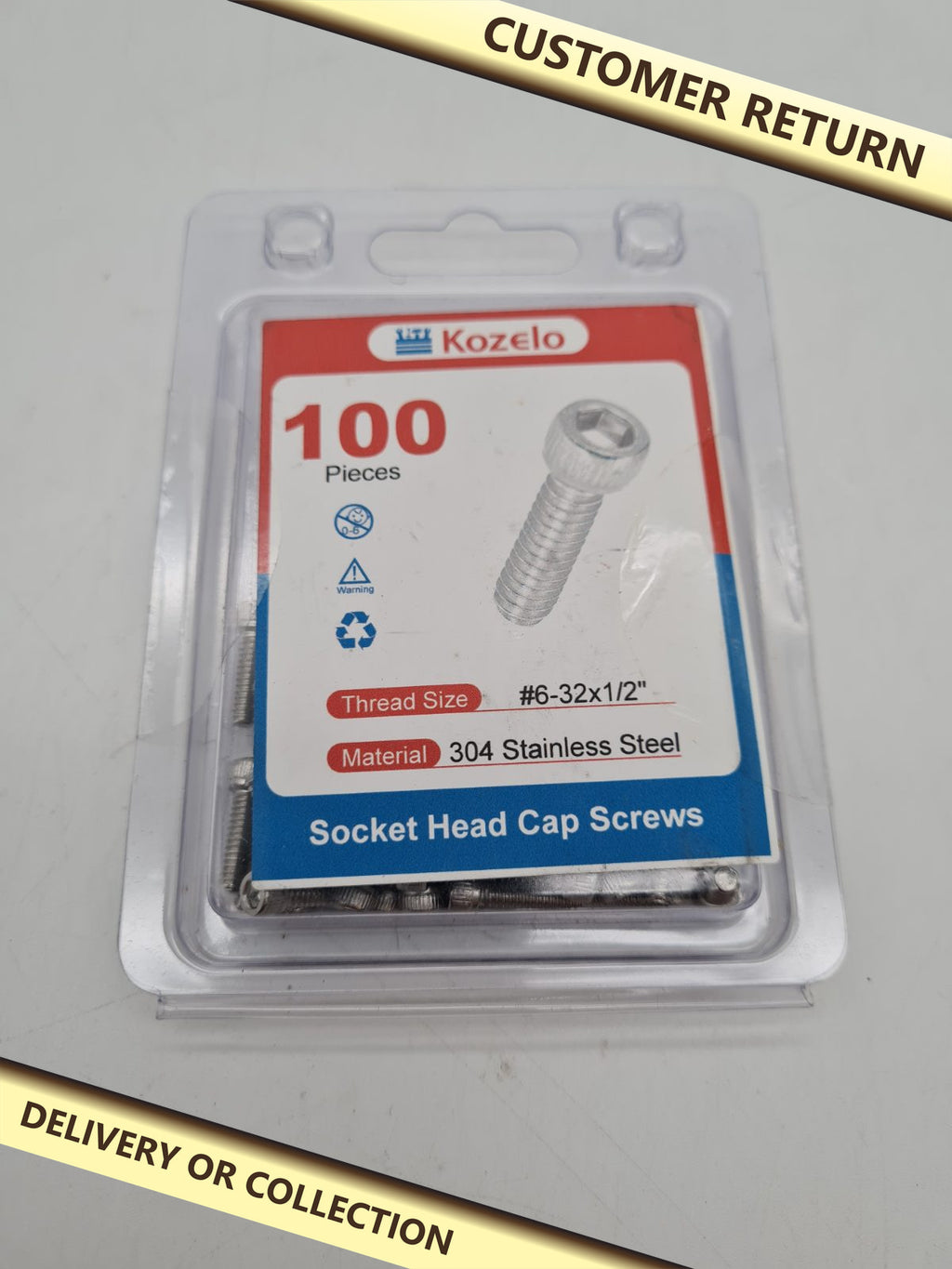 Socket Head Cap Screws #6-32 x 1/2 inch â€” photograph 1 — Customer return; auction delivery information shown on image